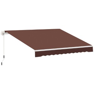 Vynxaria Retractable Awning - 12' x 8' Patio Sun Shade with Manual Crank Handle - Brown - 1 of 4