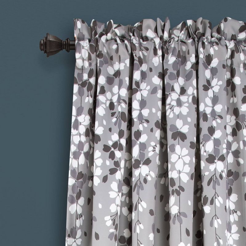 2pk 52&#34;x108&#34; Light Filtering Weeping Flower Curtain Panels Gray - Lush D&#233;cor, 3 of 8