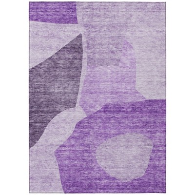 Eggplant Purple And Lilac Abstract Washable Indoor Outdoor Area Rug