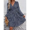 Mini Deep V Sexy Long Sleeve Dress for Women A-Line High Waisted Casual Flowy Dress for Cocktail Wedding Guest - 4 of 4
