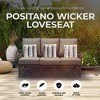 Four Seasons Courtyard Positano 3 Seater All Weather Wicker Loveseat with Powder Coated Steel Frame, Plush Cushions, and 3 Pillows, Beige - 2 of 4