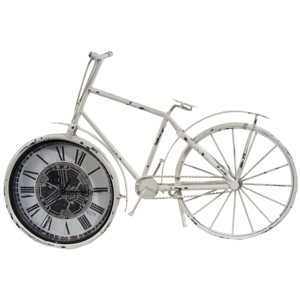 A & B Home 13.5" Bicycle Roman Numeral Table Top Desk Clock - Ivory/Black - 1 of 3