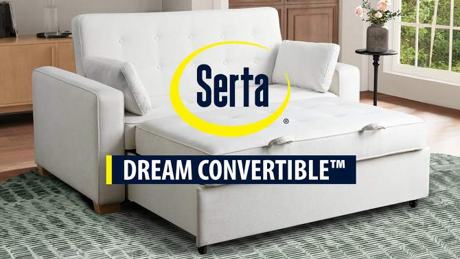Serta Andrea Queen Convertible Sofa Oyster, 2 of 20, play video
