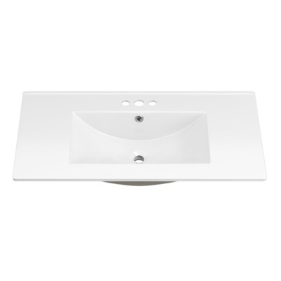 Bathroom Ceramic Vanity Top with Three Holes in White