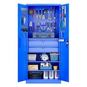 Mlezan Metal Garage Cabinet:Locking Doors,Drawers,Pegboard. 71" Heavy-Duty Steel Cabinet for Garage,Warehouse,or Basement Tool Storage. - 1 of 4