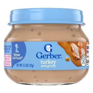 Gerber Baby Food Stage 2 Turkey & Gravy Puree Jar - 2.5oz - 1 of 4