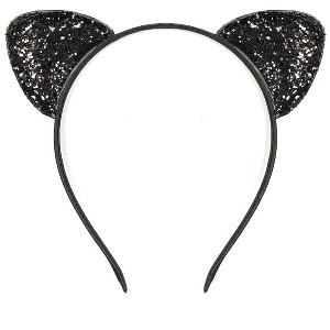 Wrapables Cosplay Costume Headband, Party Headwear for Women and Kids, Glittery Black Cat Ears - 1 of 4