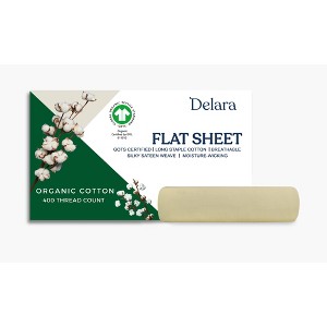 Delara GOTS Certified 100% Organic Cotton Sheets, 400TC Long Staple, Ultra Soft, Smooth & Moisture-Wickinng, Breathable Flat Sheet Queen, Sage Green - 1 of 4