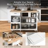 55.7'' Large Kitchen Island with Power Outlet,2 Drop Leaf,Rolling Kitchen Cart on 5 Wheels, Spice & Towel Rack for Kitchen, Dining Room - 2 of 4