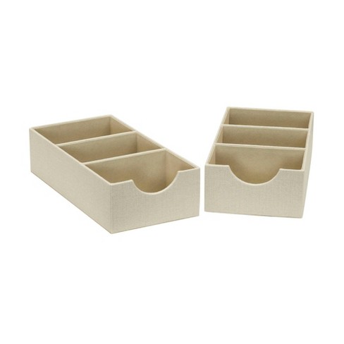 Household Essentials Set of 2 3-Section Drawer Trays Cream