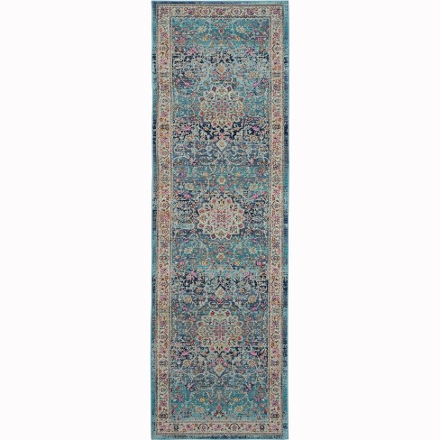 Nourison Vintage Kashan Vka01 Blue/ivory/orange Indoor Area Rug - 2'4 X ...