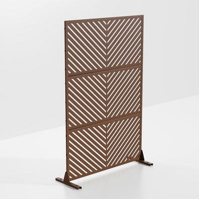 Wooakway 72"H 47"W 16"D Metal Outdoor Privacy Screen Freestanding Patio Decorative Screens