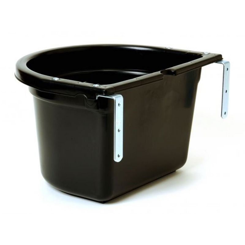 Little Giant 20 Quart Heavy Duty Mountable Plastic Fence Feeder Bucket for Feeding Small Livestock and Pets at Home or Farm, Black, 2 of 7