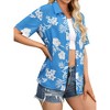 Nlife Womens Button Down Hawaiian Shirts Short Sleeve Floral Print Summer V Neck T-Shirt Casual Summer Beach Blouses Tops - 4 of 4