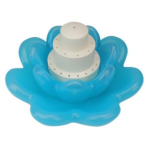 Swimline Floating Blue Blossom Flower Triple Tier Water Fountain for Swimming Pools 11" - White/Blue - 1 of 3