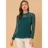 INSPIRE CHIC Women's Elegant Lace Sleeve Scalloped Trim Summer Casual Chiffon Blouse - 3 of 4