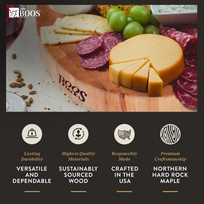 Large Round Maple End Grain Wood Chopping Board, 18 x 3 inches