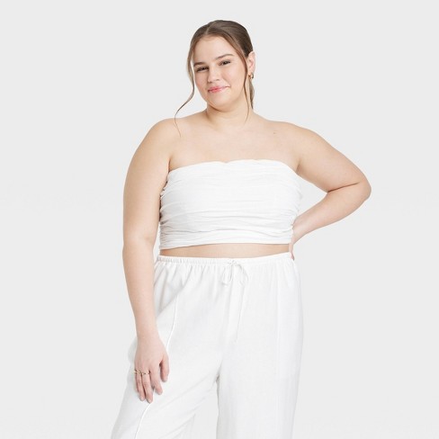 Women's Slim Fit Fashion Tube Top - A New Day™ White 3x : Target