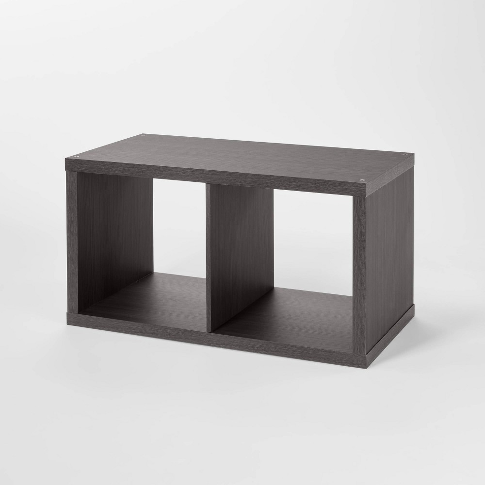 2 Cube Organizer Black Oak - Brightroom™: MDF Bookshelf with Anti-Tip Hardware, 13" Cubby Storage System