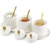 Aoibox Porcelain Sugar Bowl Set with Lid and Spoon, 3-Piece Condiment Jars for Coffee Bar, Salt and Spice Containers with Tray - 2 of 4