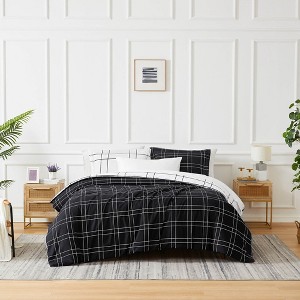 Southshore Fine Living Urban Grid Reversible Oversized Comforter Set - 1 of 4