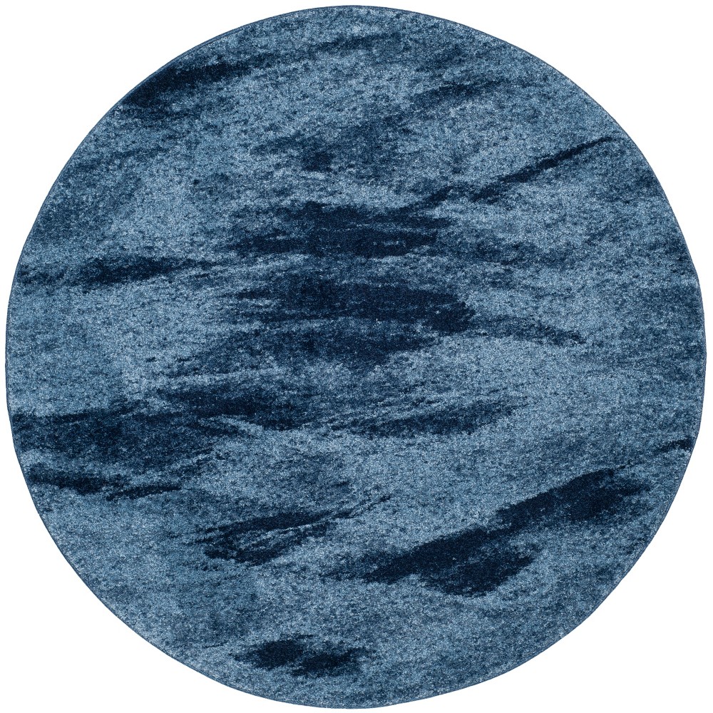 4' Round Marble Loomed Area Rug Blue - Safavieh