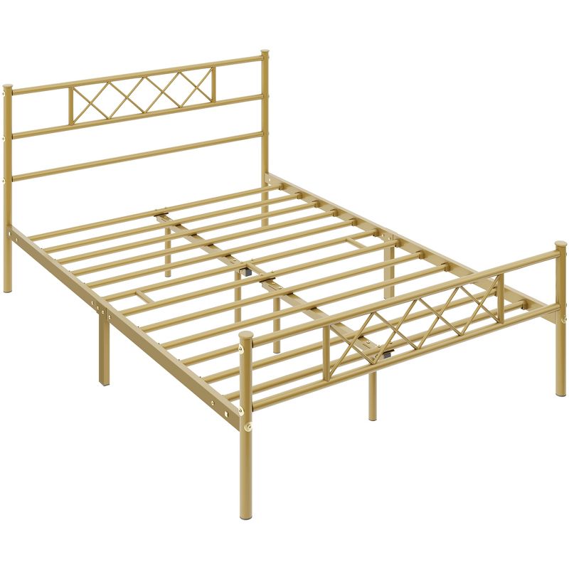 Yaheetech Simple Metal Bed Frame with Headboard&Footboard Slatted Bed Base, 1 of 9