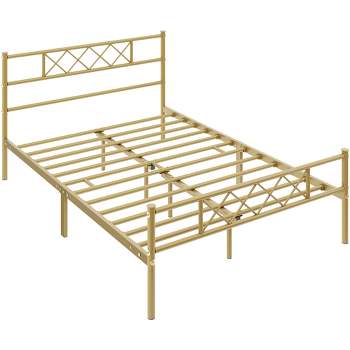 Yaheetech Simple Metal Bed Frame with Headboard&Footboard Slatted Bed Base