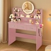 HYLEORY Vanity Desk with Mirror, Power Outlet and Light, Makeup Table with 3 Drawers,2 Color Modes Available for Bedroom - 3 of 4