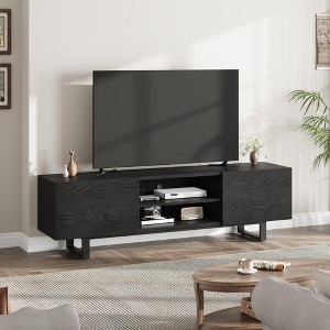 80in Industrial Entertainment Center with 2 Drawers, Wooden TV Stand Media Cabinet with Heavy Duty Leg and Open Storage - 1 of 4