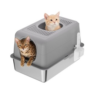 Stainless Steel Litter Box Extra Large Litter Boxes for Big Cats Metal Cat Box with Lid Anti-Urine - 1 of 4