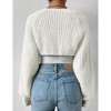 Womens Winter Sweater Shrugs Thick Sweater Knit Bolero Long Sleeve Open Front Cropped Sweater Knit Jackets,Milk White - L - 3 of 4