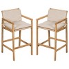 Set of 2 Wood Bar Stools with Cushions and Rattan-Woven Seats, Compact Counter Height Chairs for Balcony or or Outdoor Bar -The Pop Home - 2 of 4