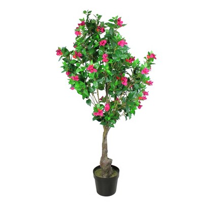 Northlight 74.5" Pink and Red Potted Artificial Bougainvillea Tree