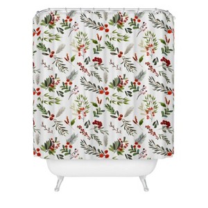 Marta Barragan Camarasa Christmas Botany Shower Curtain White - Deny Designs - 1 of 3