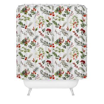 Marta Barragan Camarasa Christmas Botany Shower Curtain White - Deny Designs