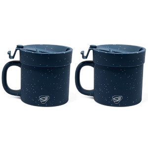 Silipint: 2 Pack 16oz Silicone Coffee Mug W/ Lid, Speckled Blue - 1 of 4