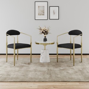 Set of 2 Boucle Dining Chairs,Mid Century Modern Upholstered Armchairs with Metal Legs for Kitchen,Dining Room-Baofuwish - 1 of 4