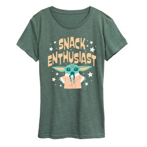 Women's - Star Wars - The Mandalorian Snack Enthusiast Grogu Short Sleeve Graphic T-Shirt - 1 of 4