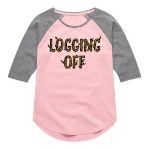 Girls' - Instant Message - Logging Off Shirt Tail Raglan Graphic T-shirt - 1 of 4