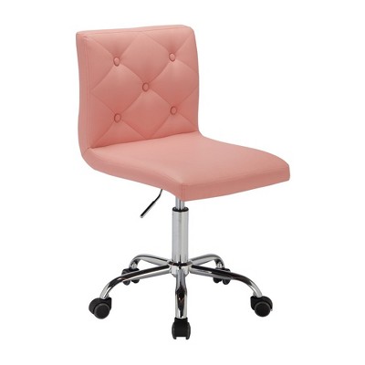 VECELO PU Leather Modern Office Computer Chair with Upholstery and Adjustable Metal Base, Mid-Back Armless Swivel Office Chairs