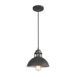 LNC Donnish 1-Lights 9.1" Farmhouse Dome Pendant  Lights, Matte Black and Brushed Gray - 1 of 4