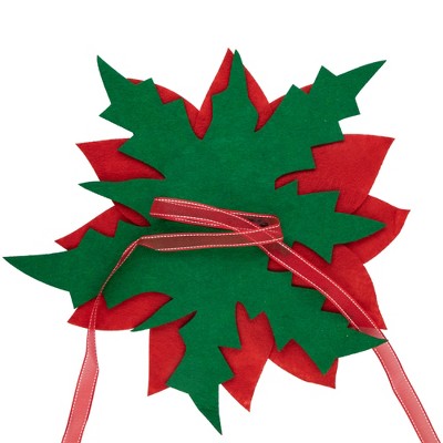 Red and Green Fabric Poinsettia Christmas Tree Topper