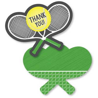 Big Dot of Happiness You Got Served - Tennis - Shaped Thank You Cards - Baby Shower or Birthday Party Thank You Note Cards with Envelopes - Set of 12