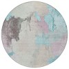Teal Blue And Beige Abstract Washable Indoor Outdoor Area Rug - 4 of 4