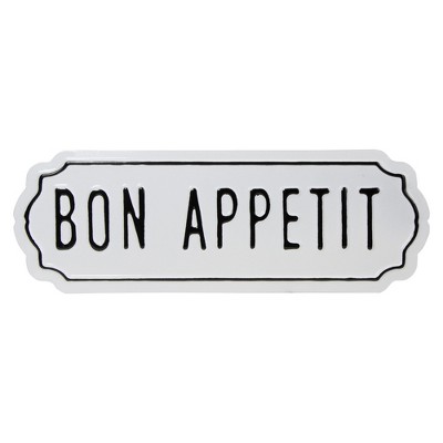 Northlight 14" Black and White "Bon Appetit" Metal Sign Wall Decor