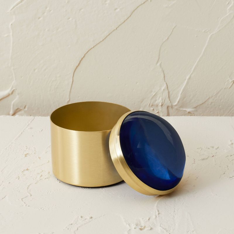 3&#34; x 3&#34; Round Metal/Resin Gemstone Box Gold - Opalhouse&#8482; designed with Jungalow&#8482;, 4 of 6