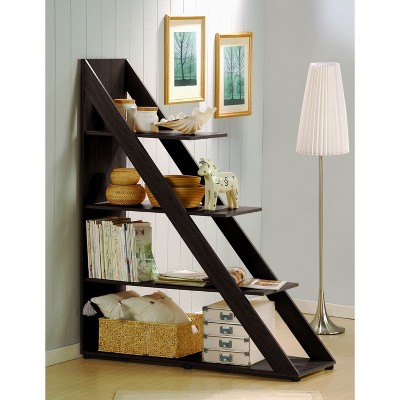 Psinta Dark Brown Modern Ladder Shelving Unit