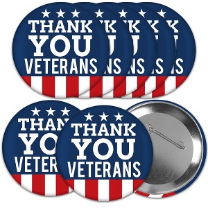 Big Dot of Happiness Thank You Veterans - 3 inch Support Our Troops Badge - Pinback Buttons - Set of 8 - 1 of 4