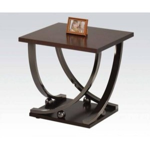 Royal Hampton Wood and Metal End Table with Sweeping Legs - 1 of 4
